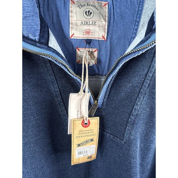 Fat Face Iconic Airlie Sweatshirt 1/4 Zip Jumper Blue Men's L NEW Nautical Heavy - Picture 3 of 10